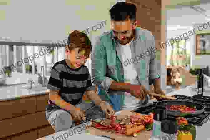 A Father Cooking Dinner With His Children, Laughing And Enjoying Their Time Together. DAD: Untold Stories Of Fatherhood Love Mental Health Masculinity