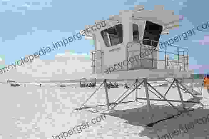 A Lifeguard Stands On A Lifeguard Tower, Scanning The Beach For Swimmers In Distress. Super Helpers: The Beach Lifeguards