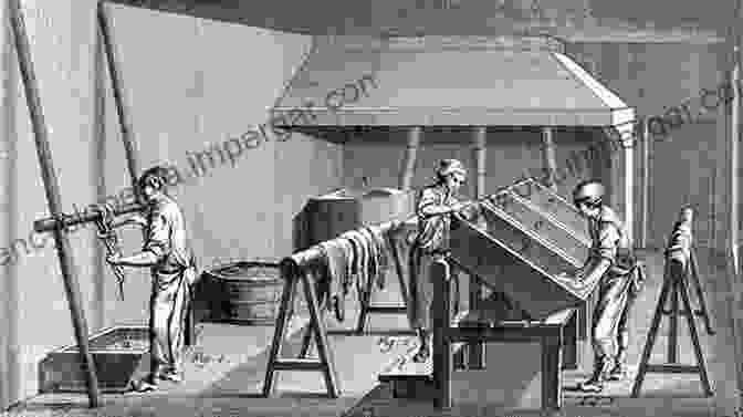 A Vintage Illustration Of A Tannery, With Workers Tanning Hides And Drying Them On Racks. The Tanners Robert Walser